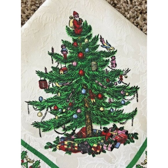 4 Extra Large Spode Christmas Tree Napkins Textured Cotton Blend 20 x 20 - Picture 3 of 6